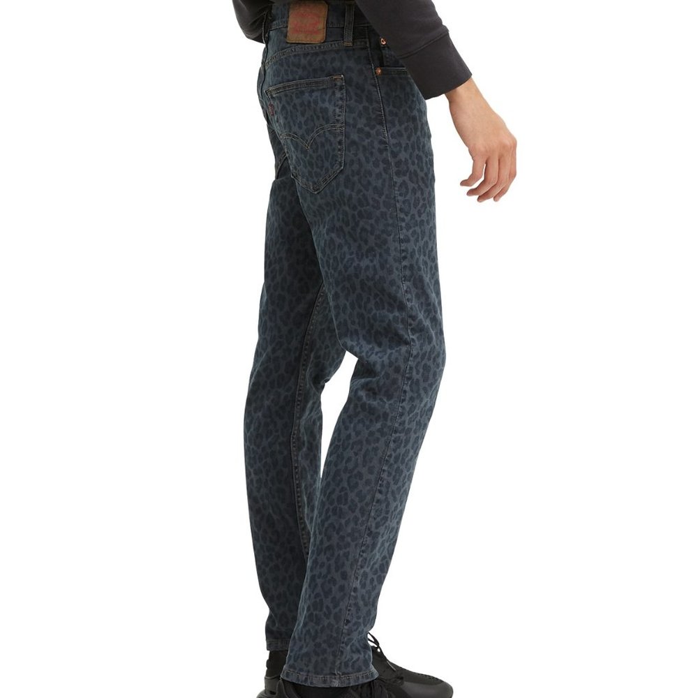 New! Levi's 512 Slim Taper Blue Jeans Leopard Print Denim - Picture 2 of 2